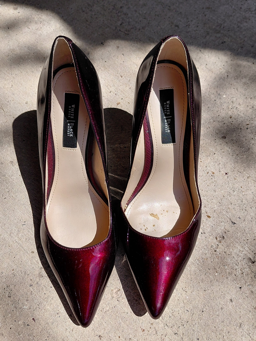 White House Black Market Burgundy Patent Pointed-Toe Pumps